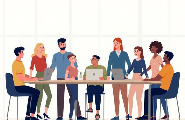 Illustration of a supportive team.